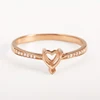 4*4mm 18K Solid Rose Gold Natural Diamond Paved Heart Shape Ring Gold Semi Mount Ring Setting