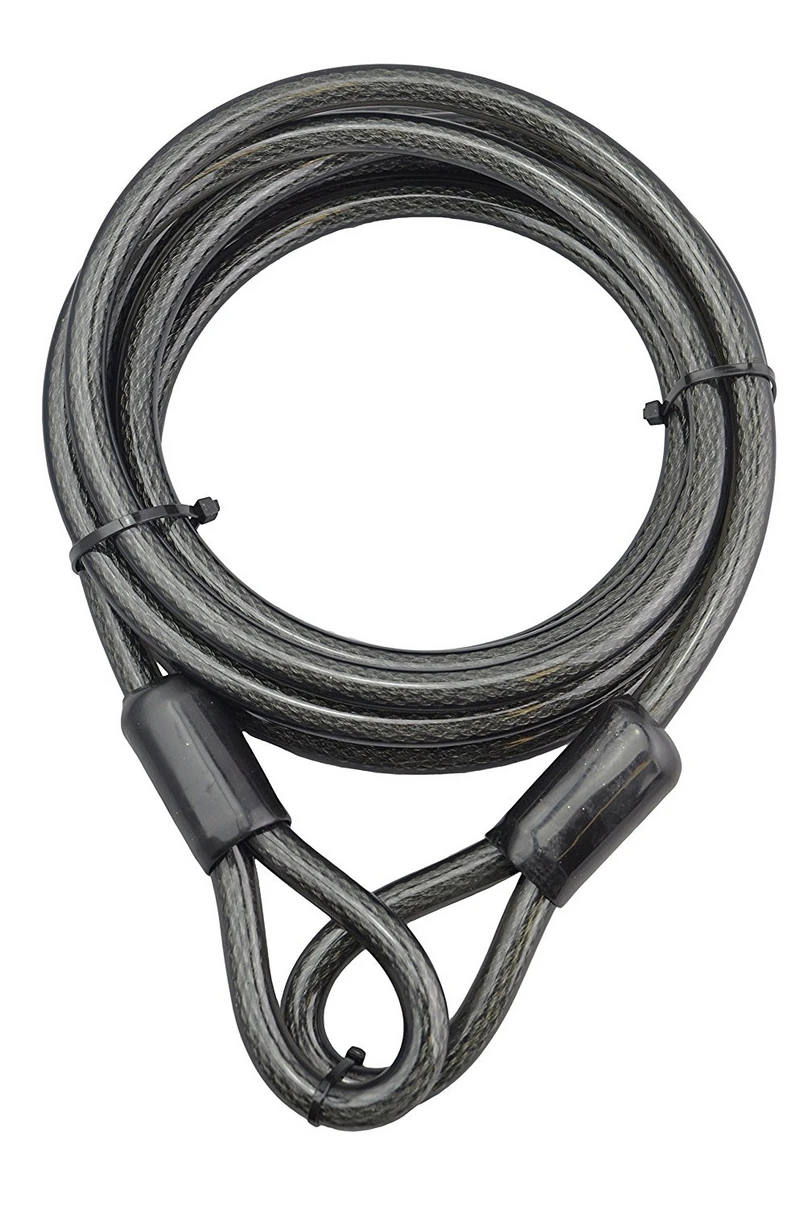 câble de 120 cm BIGLUFU Câble de sécurité pour vélo en acier tressé 120 cm Câble flexible de 12 mm dépaisseur avec revêtement en vinyle robuste et flexible avec extrémité en boucle