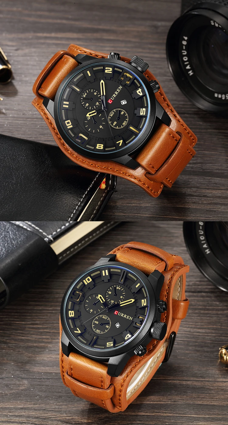 Curren 8225 Brand Luxury Relojes Men Business Date Watches Quartz Waterproof Sports Male Fashion Vintage Leather Watch