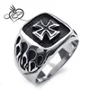 Mens Stainless Steel Iron Cross Flame Ring