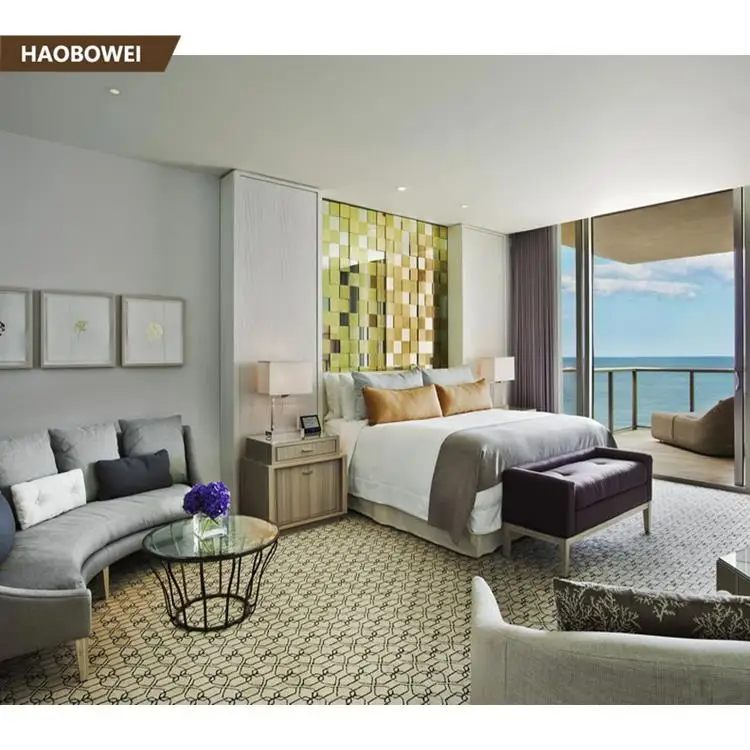 
Luxury 5 star HPL Laminates hotel interior furniture with bedstead/ hotel bed headboard 