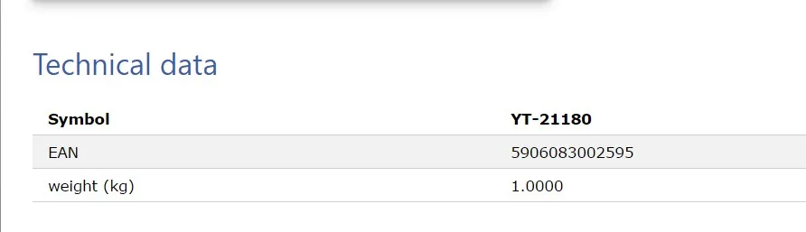 YT-21180 TECHNICAL DATA