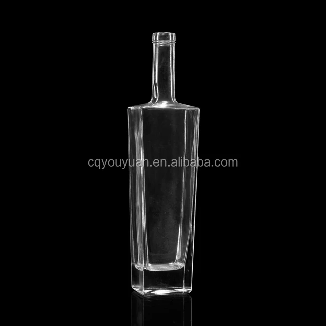 Square Unique 700ml Flat Glass Rum Bottle With Cork Top Buy Flat