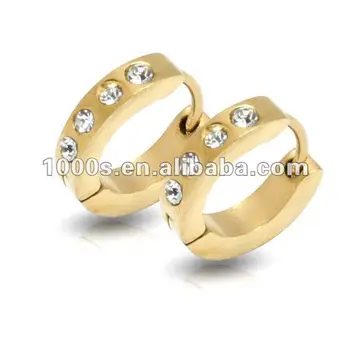 Boys Gold Plated Hoop Earring With Crystals Boys Gold Plated Hoop Earring With Crystals