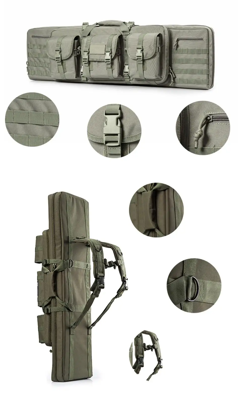 Waterproof Case Olive Combat Gun Case Tactical Gun Bag With Three