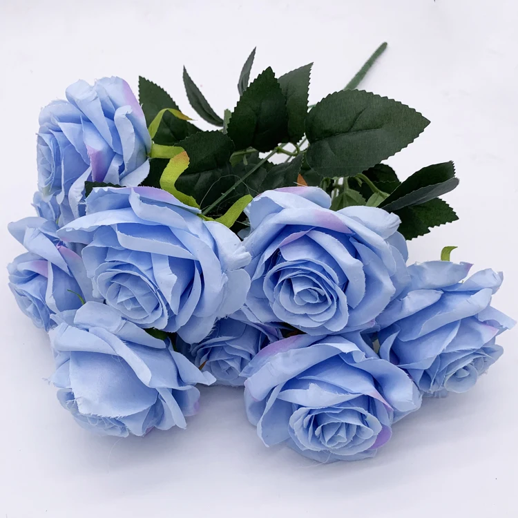 بستان ورد المصــــــــراوية - صفحة 38 Blue-9-heads-Artificial-rose-flower-bouquet