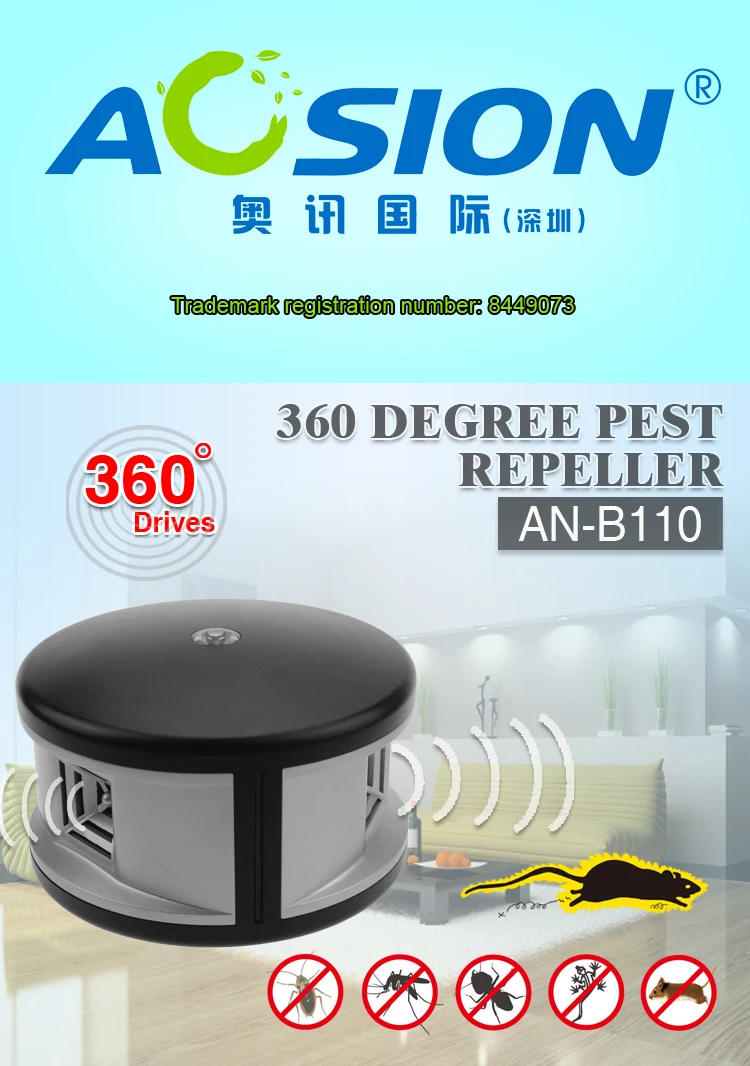 Aosion dualble 360 degree ultrasonic pest repeller