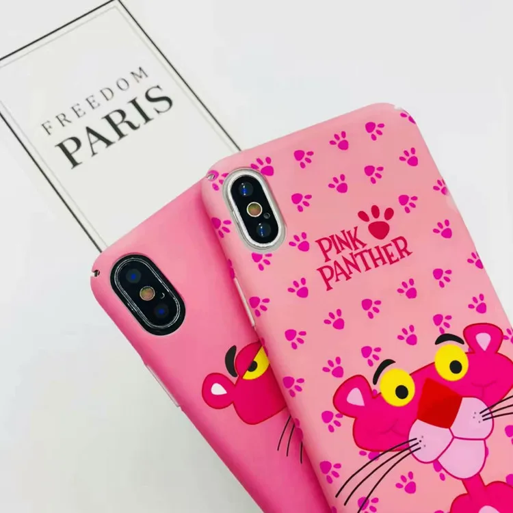 Custom Water Transfer Print Phone Case for iPhone X , For iPhone 8 Hard Case Pink Panther