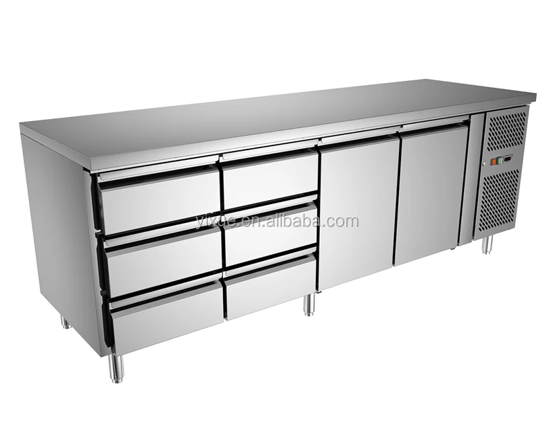 Refrigerated Counter With 4 Drawers 2 Doors Under Counter