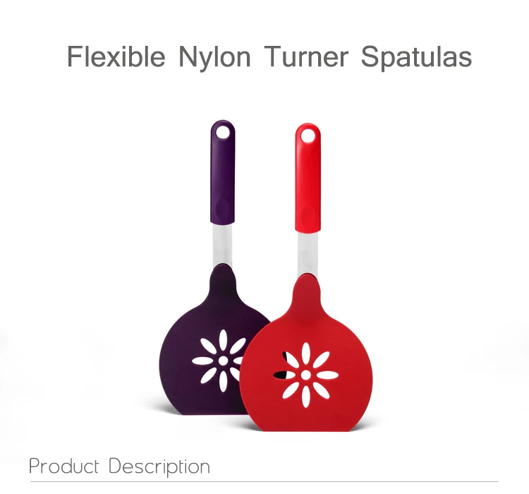 Eco-friendly Custom Kitchen Cooking Utensil Flexible Nylon Non-stick Turner Baking Spatula