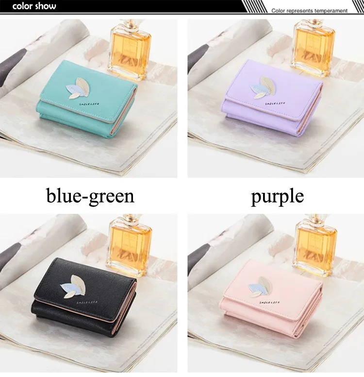 Wholesale Stylish girls cute purse leaf PU trendy short pocket wallet From  m.