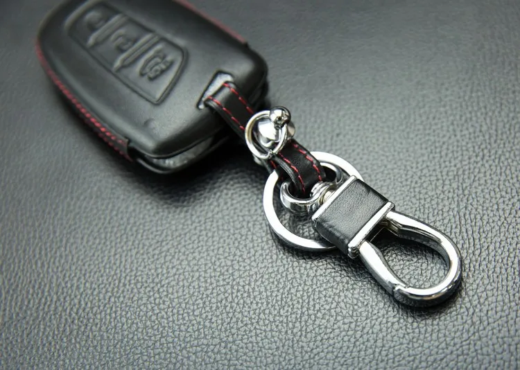Unique Design Leather Custom Car Key Holder With Logo For Santafe Ix35