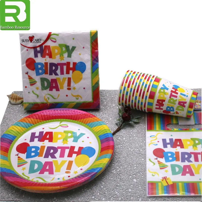 Happy Kids Birthday Party Set Theme Tableware Party Supplies Decorations Paper Plates And Cups