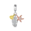 Sea shell and Starfish Silver Charm 925 Sterling Silver European Beads