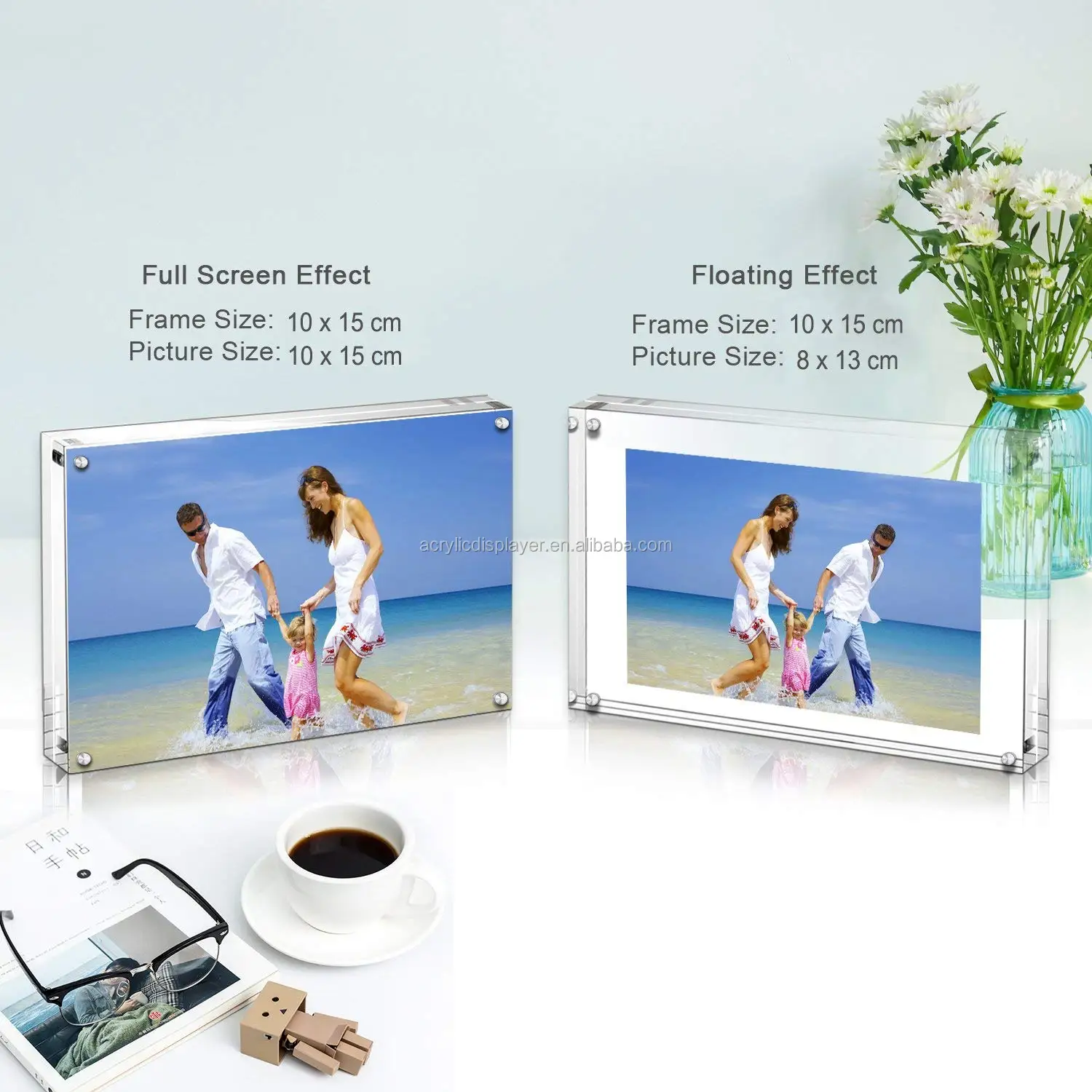 Transparent Clear Perspex Picture Frame Acrylic Photo Frame With Screws For Table And
