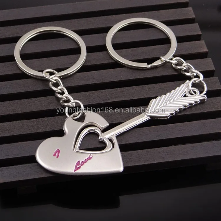 Engraved Couple Heart Keychain I Love You Forever Couple Key Ring True Love Couple Key Holder