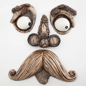 Custom Polyresin Outdoor Sculpture Whimsical Tree Face Garden