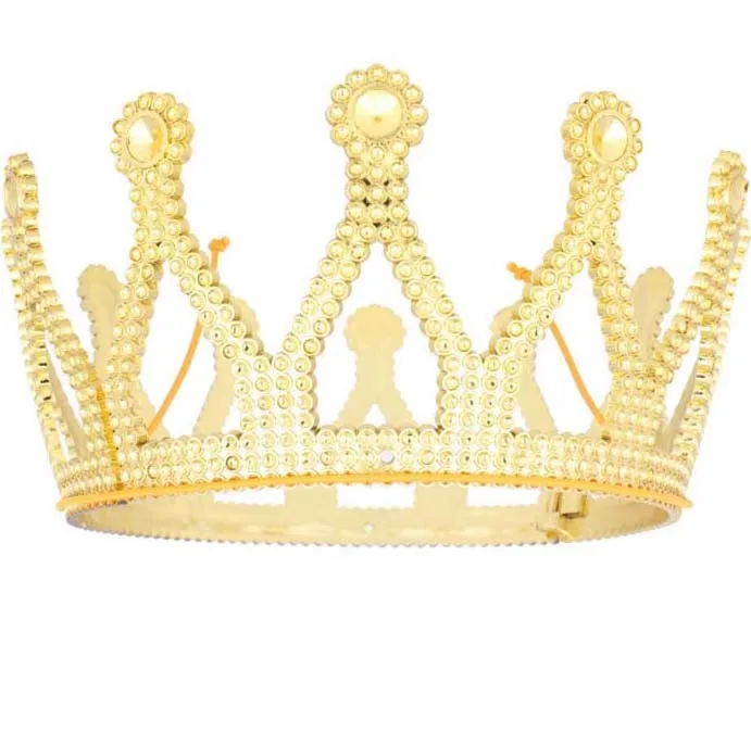 Unique Gold Plastic Jeweled King Crown 3 