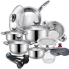 High quality stainless steel 21pcs cookware set with thermometer