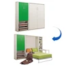 Space saving indoor folding wall bed computer table with wardrobe murphy bed