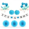 Pretty Blue Pinwheel Design Paper Fan Flower Wedding Party Baby Shower Decoration