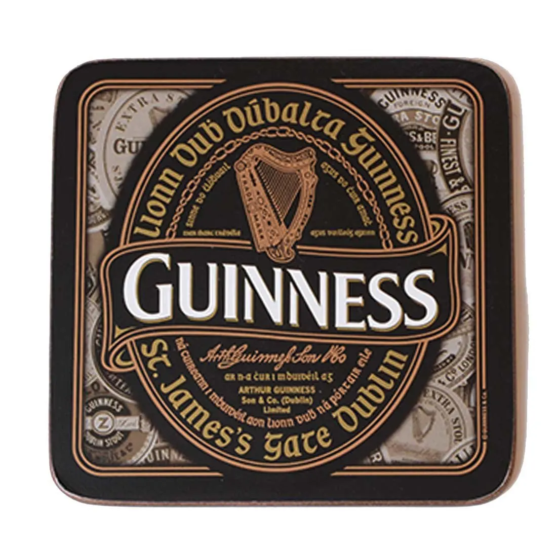 James's Gate Harp Design, 4 Pack Guinness Cork Coasters With 1759 St