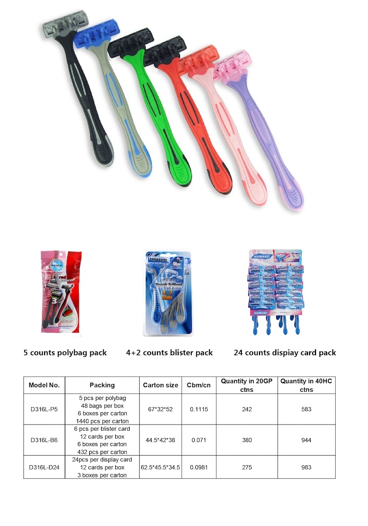 disposable razor packing