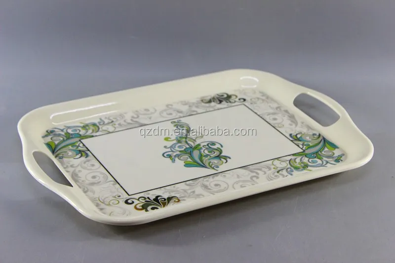 Flower Design Melamine Handled Tray Food Tray Fruit Tray Beverage Tray
