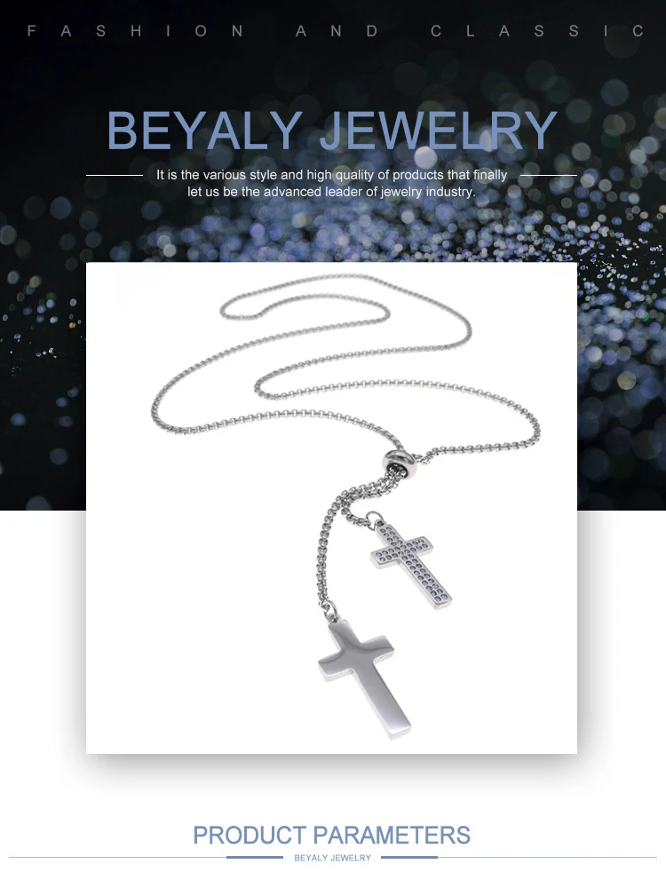 Beads chain design special cross stainless steel jewelry set