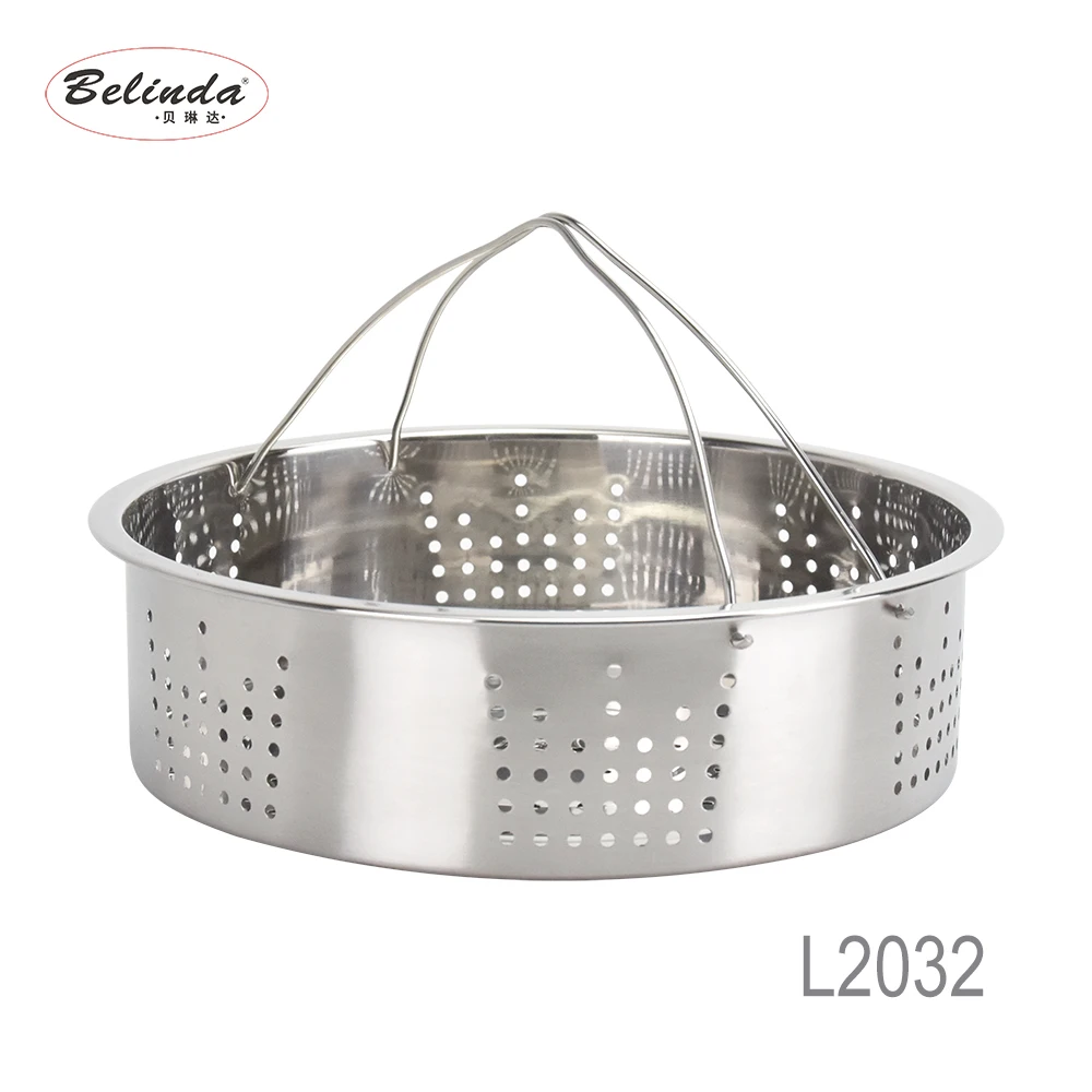  Portable Folding 18/8 Stainless Steel Steamer Basket with Handle L2032-1