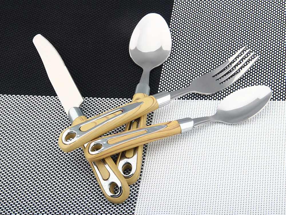 Wooden Like Plastic Handle Cutlery Set Buy Wooden Handle Cutlery