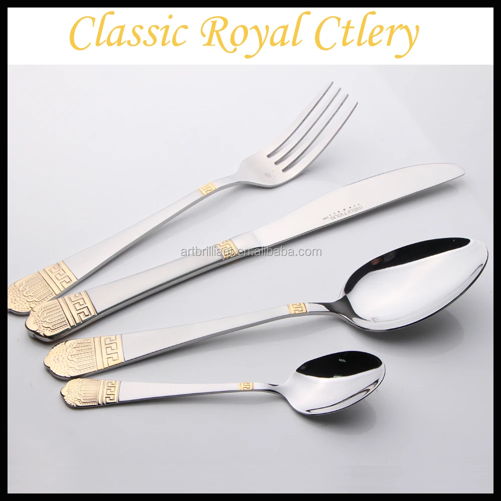 Stainless Steel Golden Cutlery 36pcs Set Bulk Gold Flatware For 12 Person With Gift Box Packing