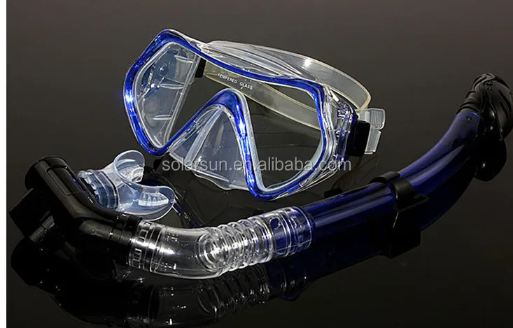 OEM Design Tempered Glass Snorkeling Mask Full Dry Diving Mask Set Waterproof Swimming Goggles