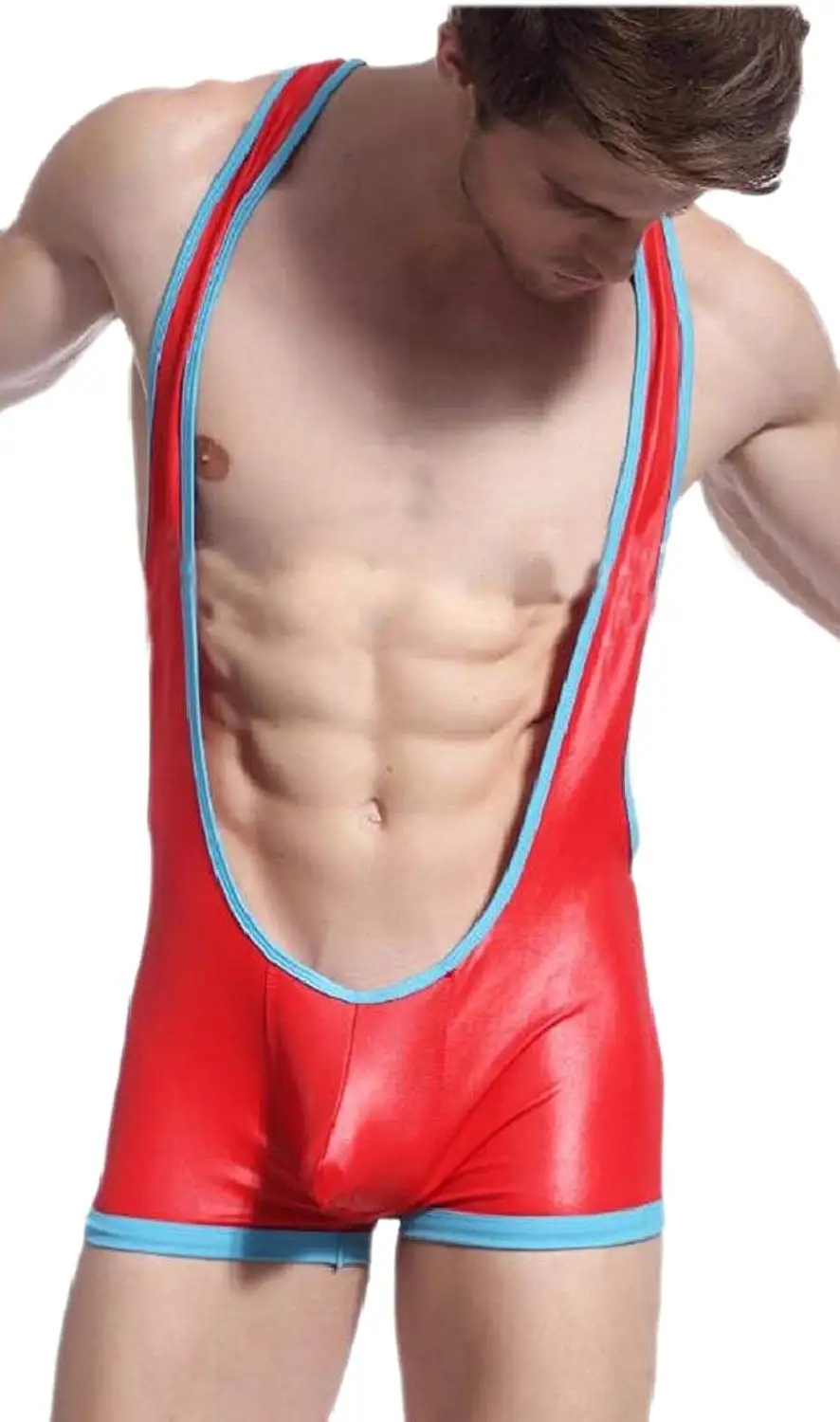 Panegy Mens Wrestling Singlet Bodysuit Boxer Underwear Faux Leather Singlets Sports And Outdoors 6713