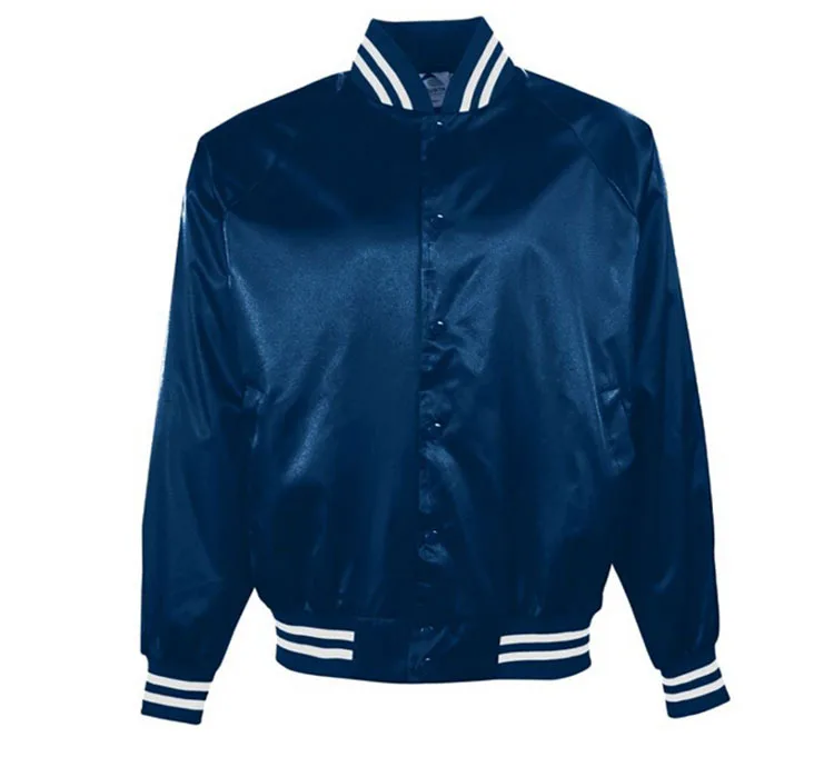 Wholesale Shiny Black 100% Polyester Satin Baseball Jacket Coat - Buy ...