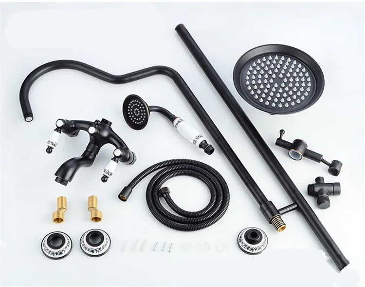 Antique Brass Sanitary Ware Shuc Shower Head Holder Black Shower Column Set Buy Sanitary Wares