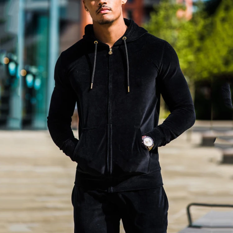 black velour joggers mens