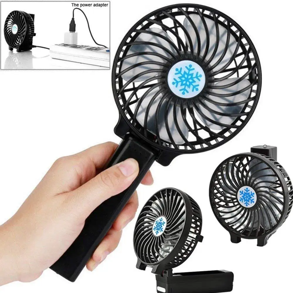 Mini USB Fan with 1200mA Battery 3 Speed ,Black Mini Fan Handheld ...