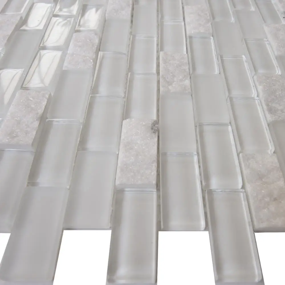 Rectangle Glass and Stone Floor Mosaic China Suppliers natural Stone Wall Cladding