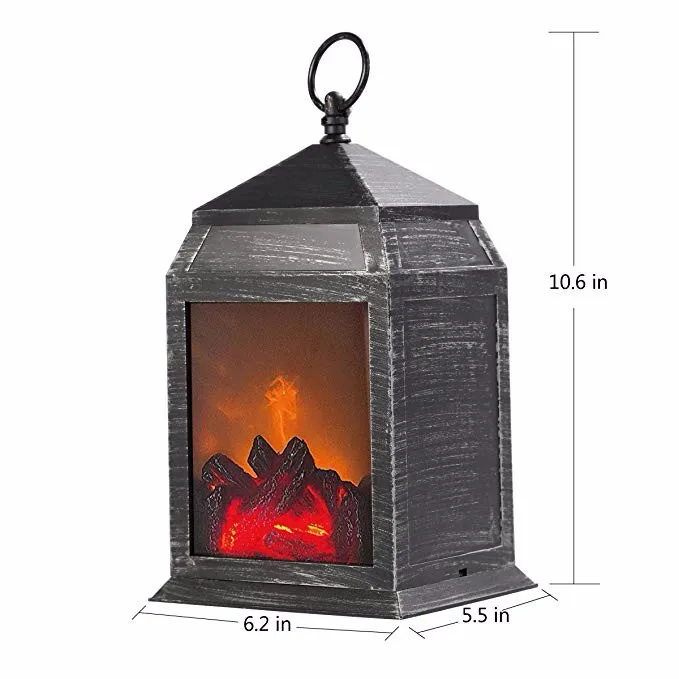 Decorative Black Fireplace Lantern And Battery Operatedhanging Sitting