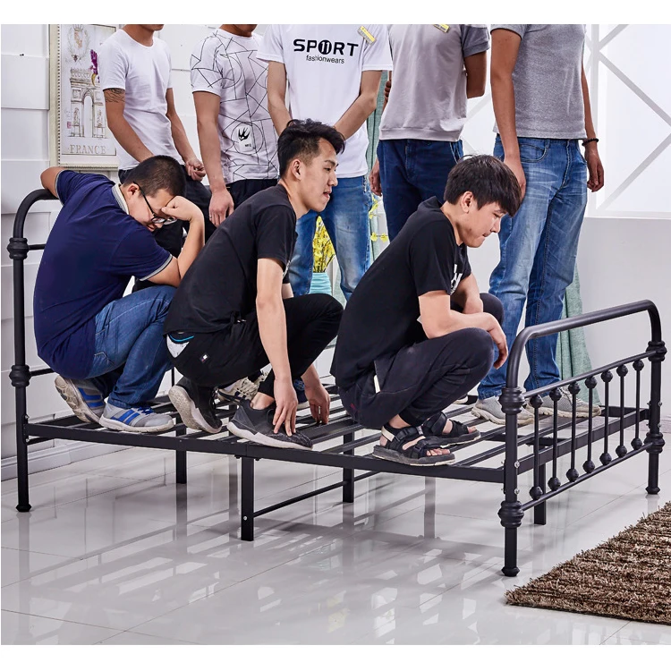 Popular metal bedroom furniture queen bed black stainless steel bed frame