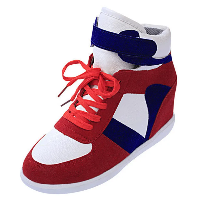 Women High Top Wedge Heel Sneakers Platform Lace Up Tennis Shoes Ankle Bootie