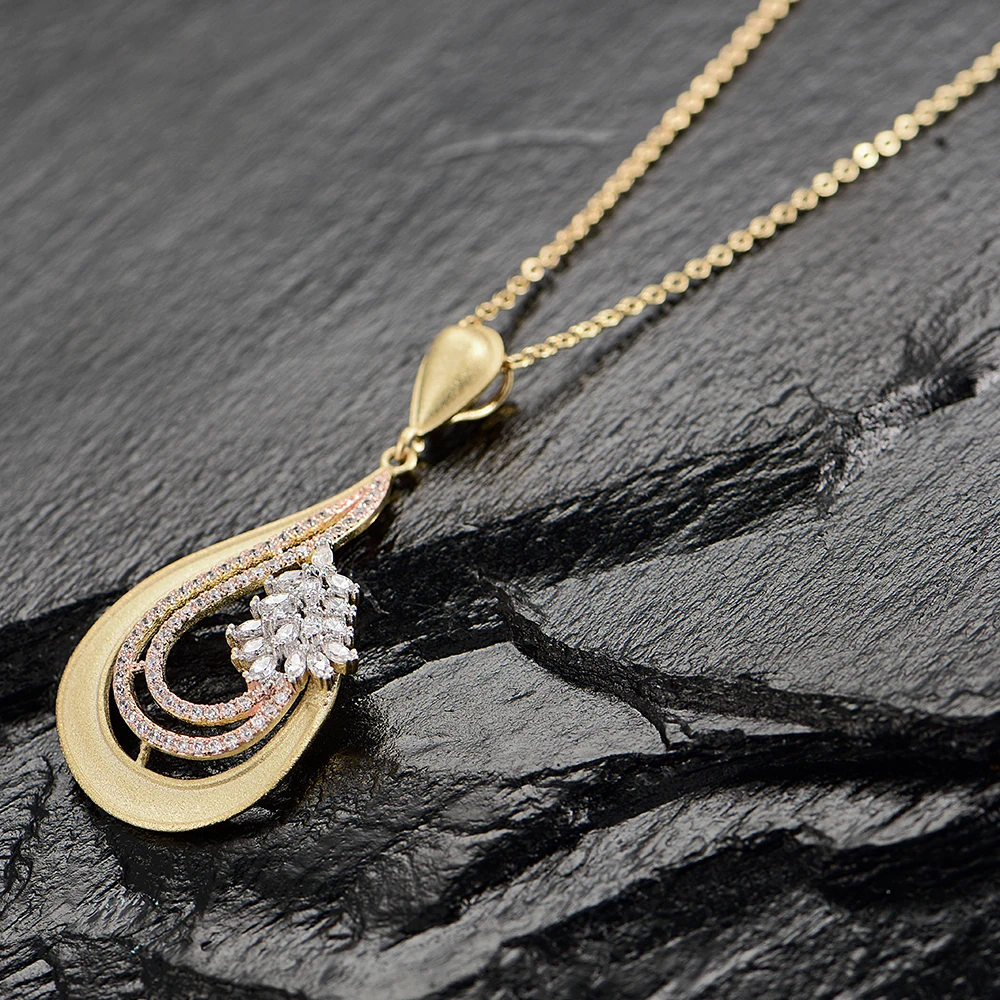 Mytys Unique Design Aaa Cubic Zircon Sandblasting Frosted Gold Jewelry