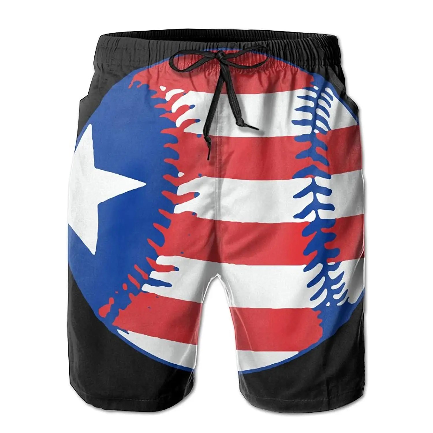 UHT28DG USA Flags Pattern Mens Boardshorts Surf Yoga Beachwear