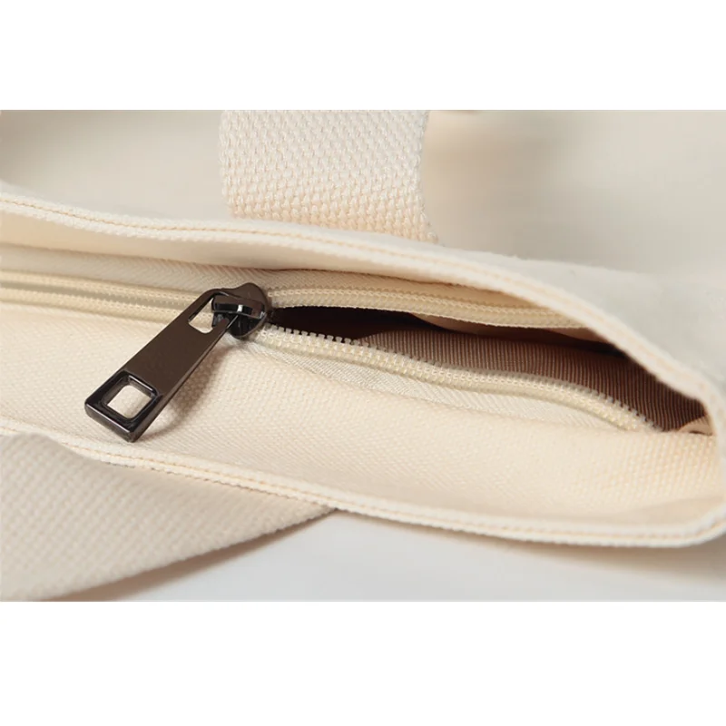 China supplier manufacture great quality promotional recycled 10oz 14oz canvas zipper bag white tote shopping bag