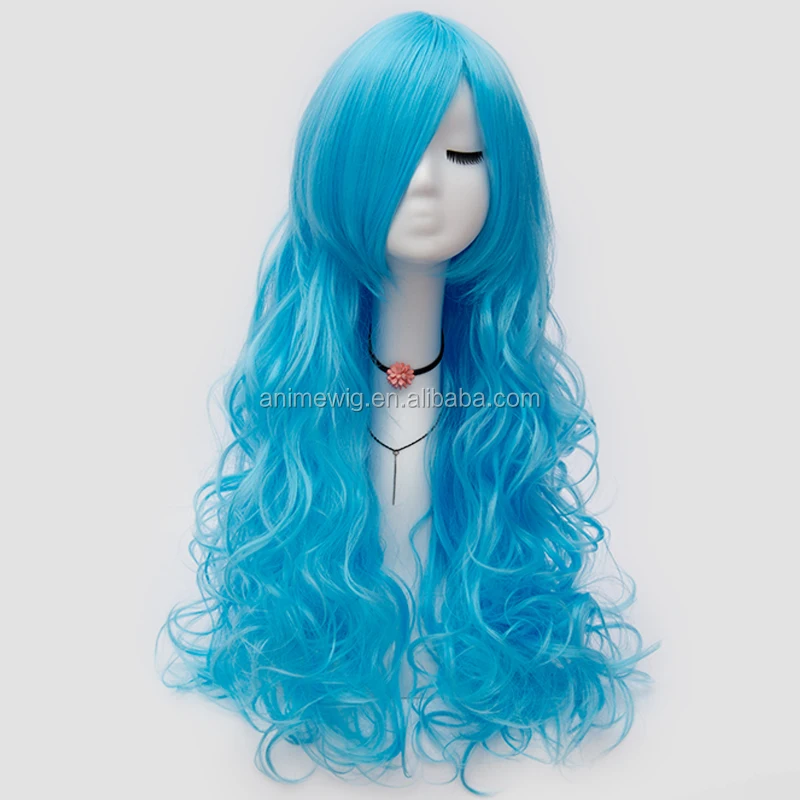 long ice blue wig