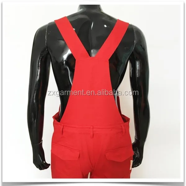 Two Tone Overall Workwear Customized Overalls Red Bib Pant European