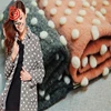 Yeemo textile sweet design embroidery jacquard fabric blend 50 wool 50 polyester woolen tweed fabric for coat