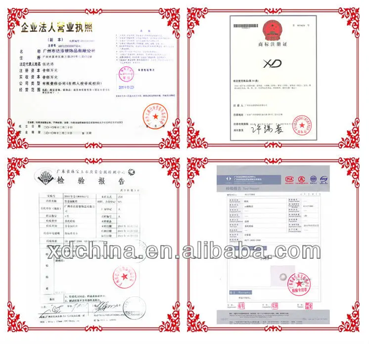 silver jewelry certificates