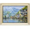 natural village with lake and mountain 5D diy diamond embroidery painting a77